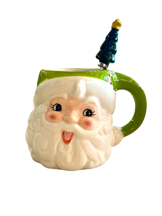 Santa Mug with Spoon- Green
