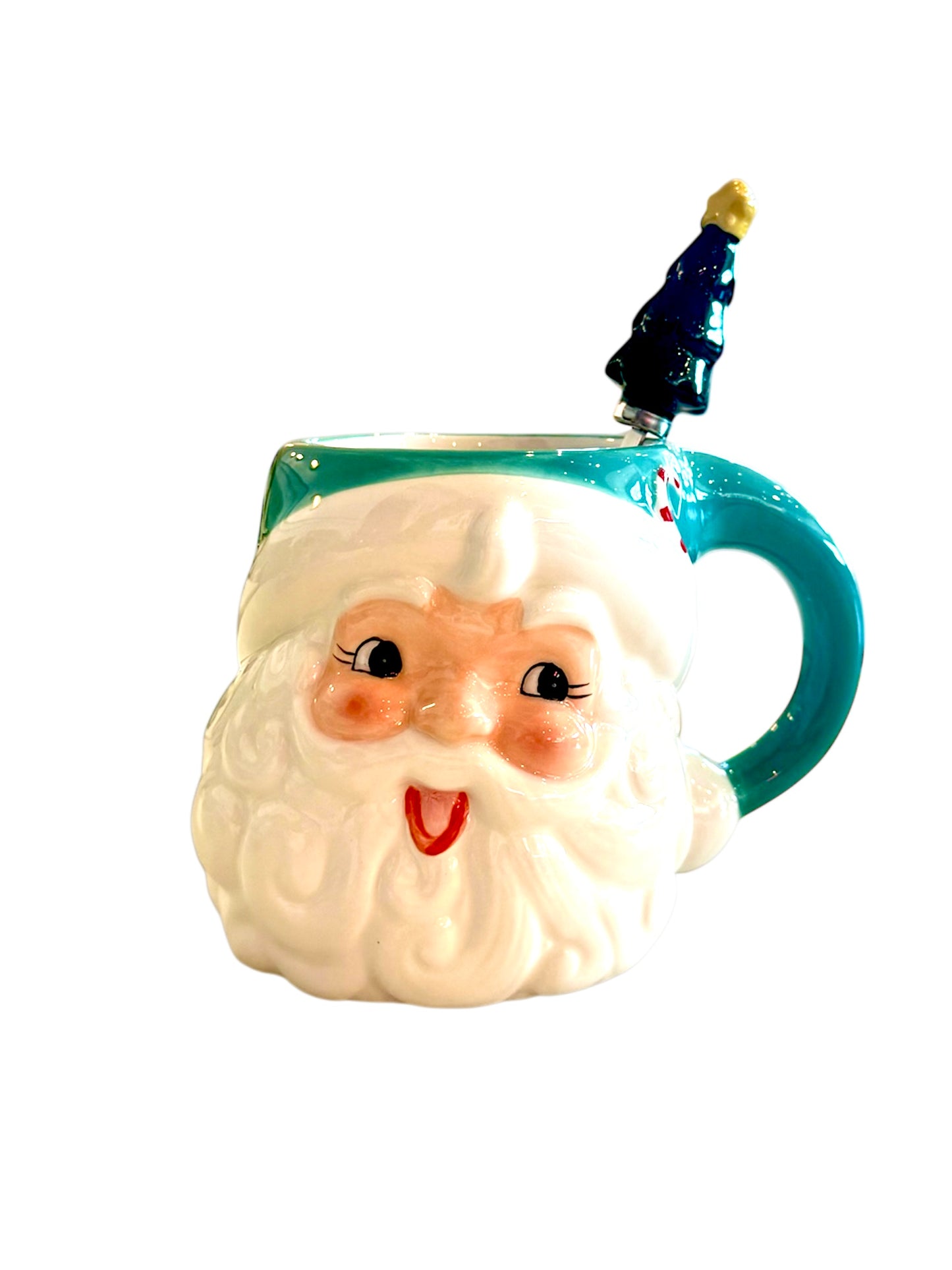 Santa Mug with Spoon- Blue