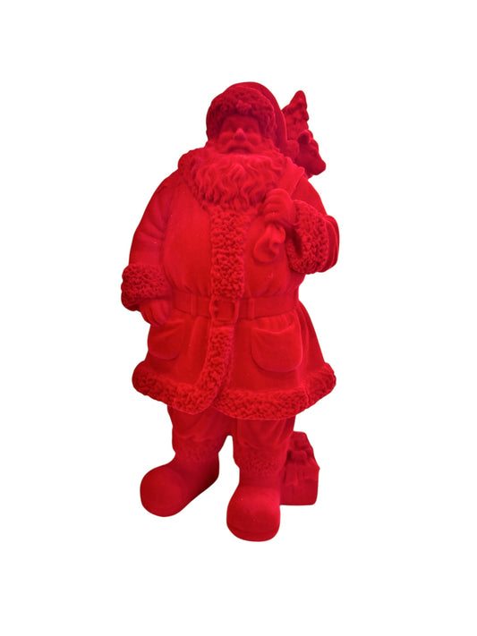 Small Flocked Santa- Red