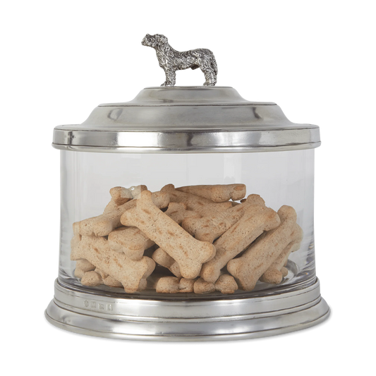 Glass Cookie Jar W/ Dog Finial