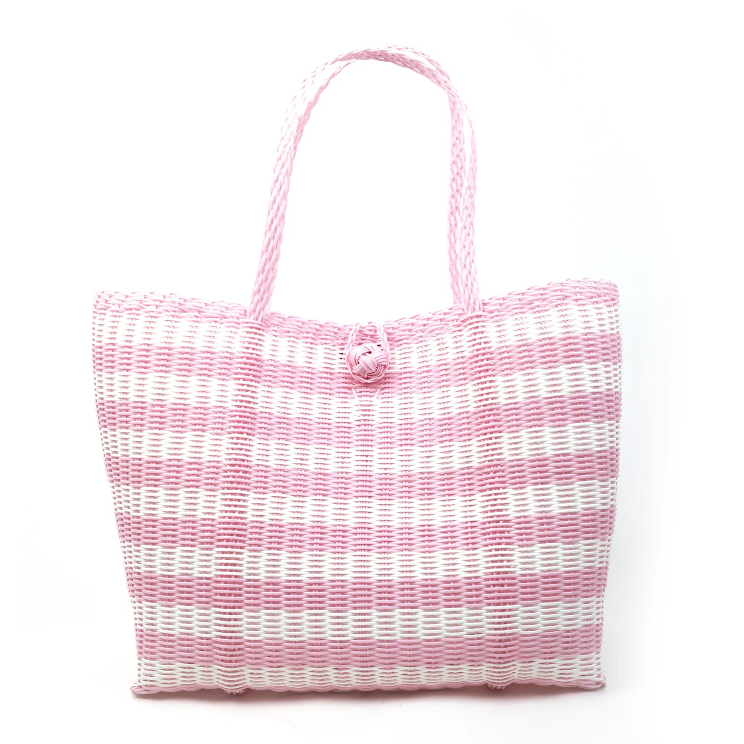 The Lilley Line Medium Market Bag in Baby Pink & White Stripe
