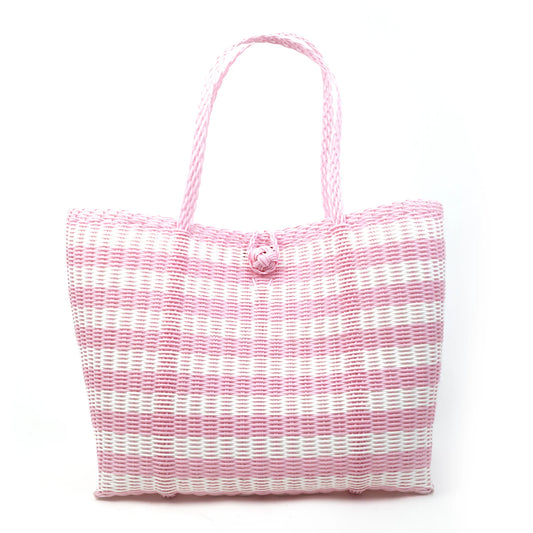 The Lilley Line Medium Market Bag in Baby Pink & White Stripe
