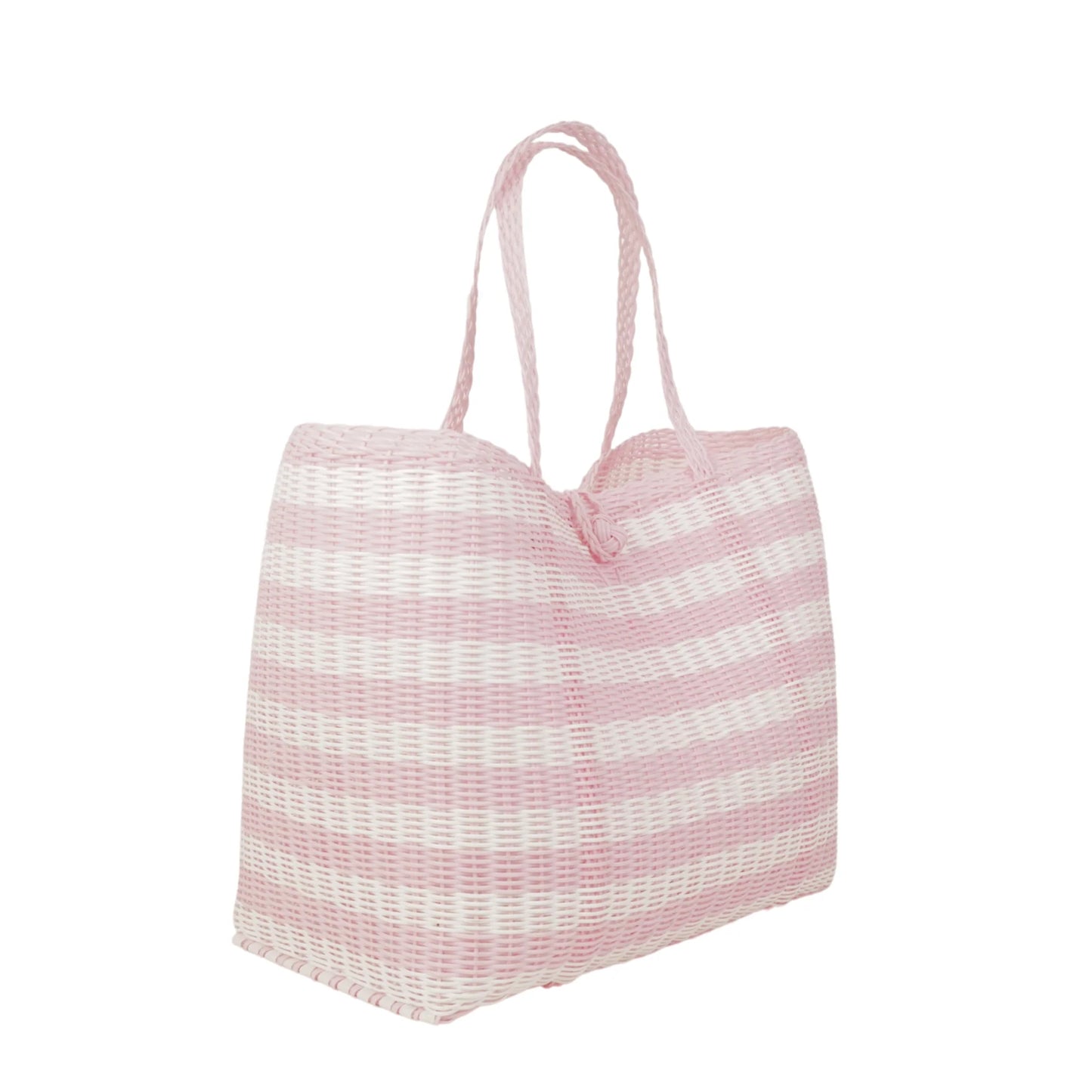 The Lilley Line Medium Market Bag in Baby Pink & White Stripe