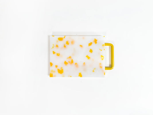 Small Yellow and White Cutting Board