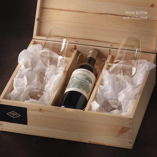 Josephinenhütte White Wine glasses in crate gift set