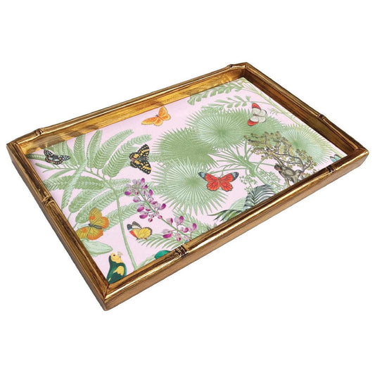 Paradise Garden Bamboo Edge Lacquer Vanity Tray