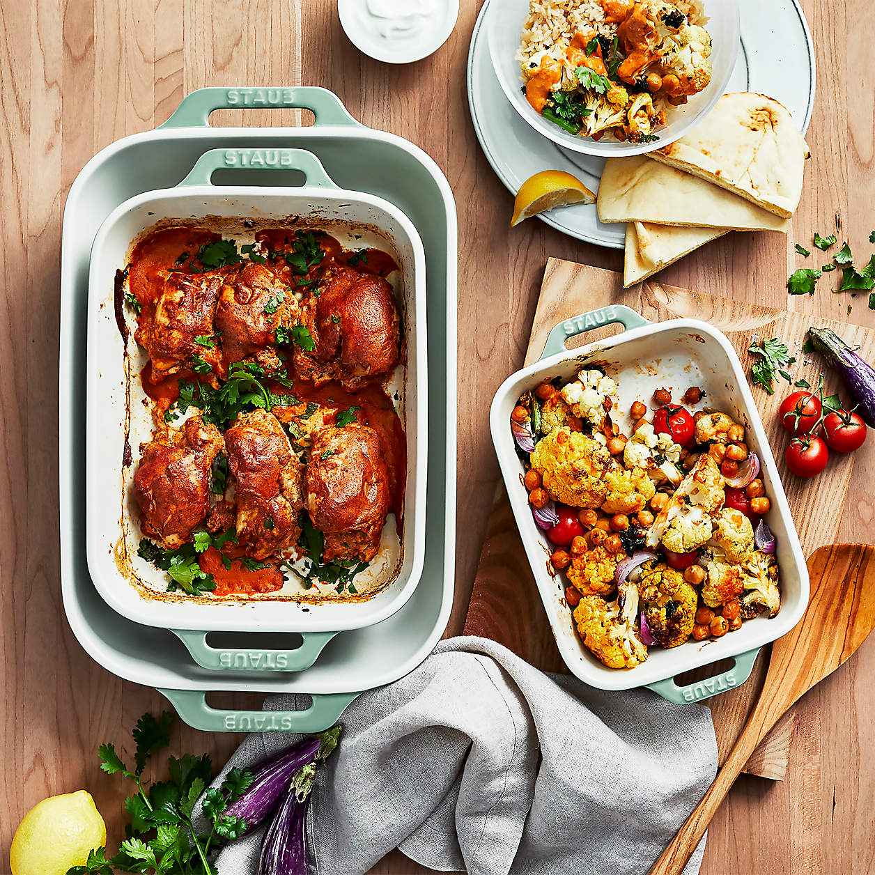Staub Stoneware 3 piece  Rectangular Baking Dish Set in Eucalyptus