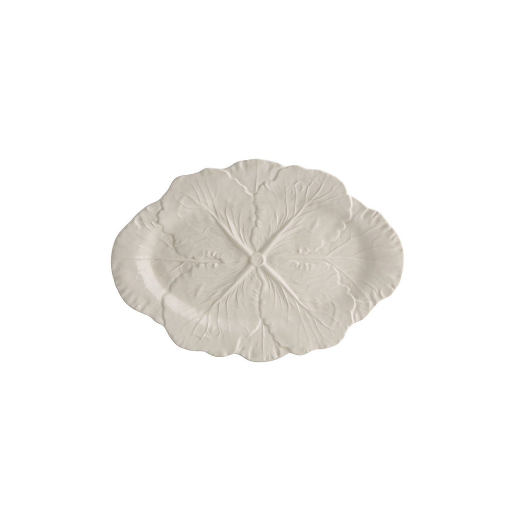 Bordallo Pinheiro Cabbage Small Oval Platter in Creme