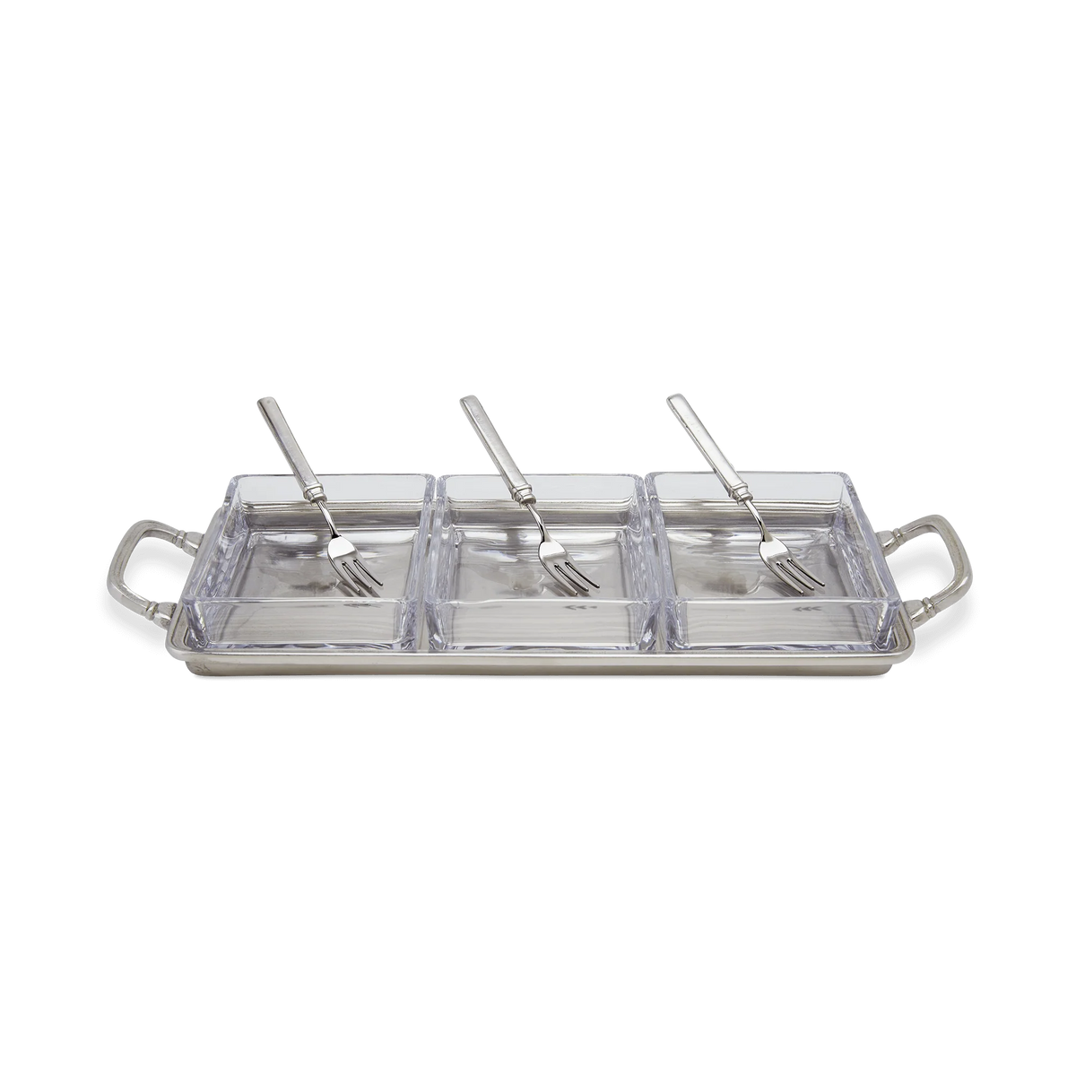 Match Pewter- Crudité Tray with Three Gabriella Cocktail Forks