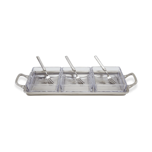 Match Pewter- Crudité Tray with Three Gabriella Cocktail Forks