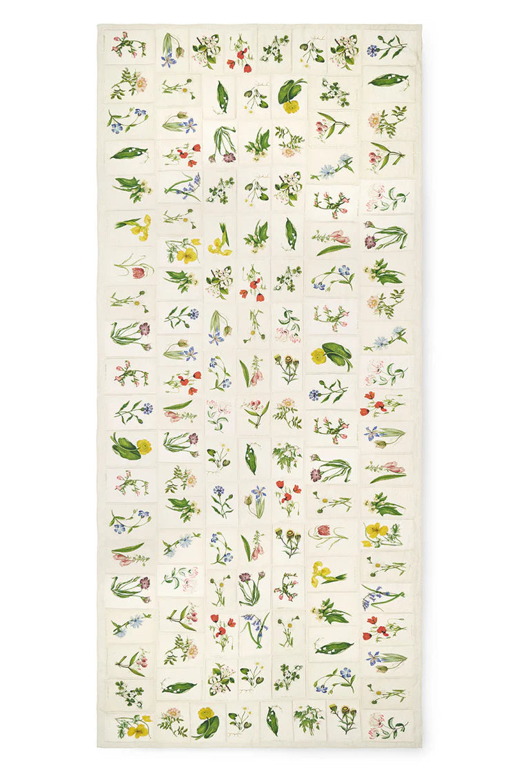 S&B x John Derian 'Botanical Tiles' Linen Tablecloth 65 x 118”