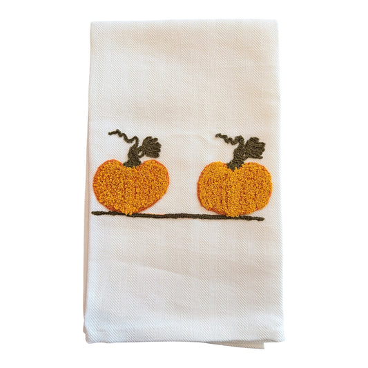 Pumpkin Embroidered Italian Tea Towel