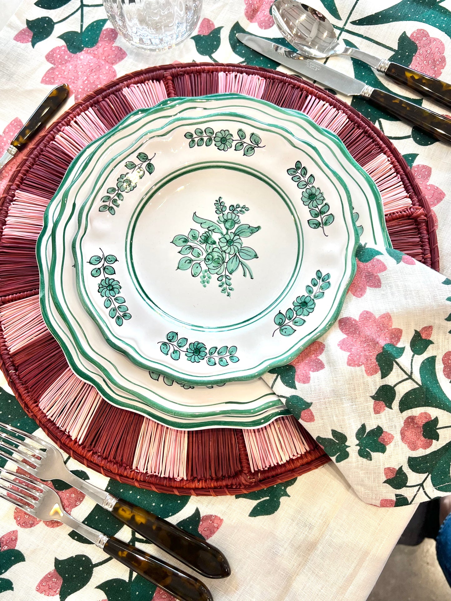 Sicilia Green Dinner Plates, Set of Two