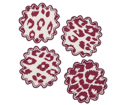 Iconic Leopard Cocktail Napkins - Crimson