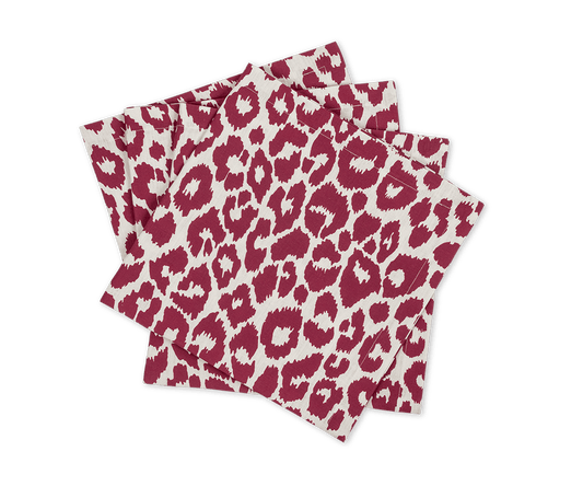 Iconic Leopard Napkins - Crimson