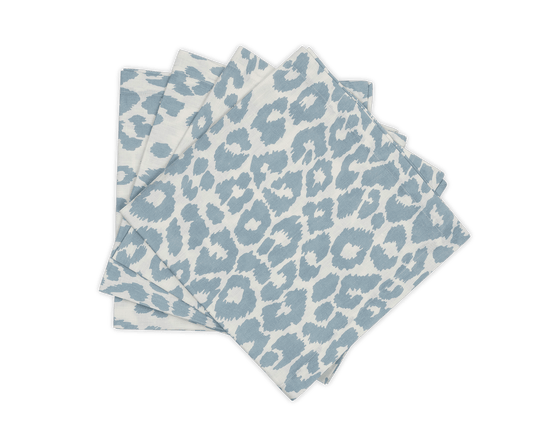 Iconic Leopard Napkins - Sky