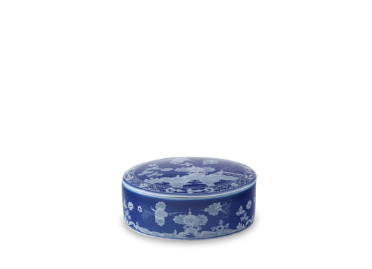 Oriente Italiano Indaco Round Trinket Box with Cover by Ginori 1735