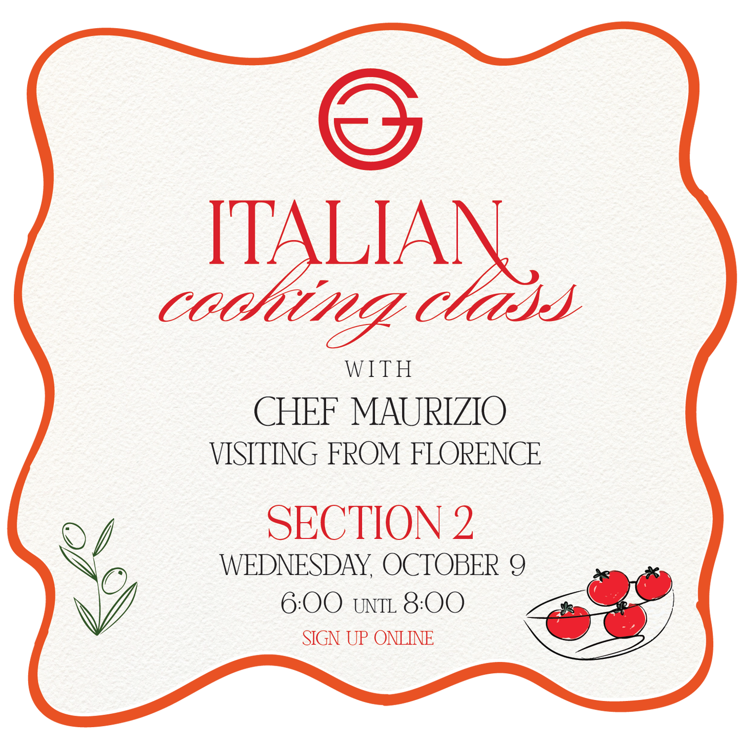 Italian Cooking Class with Chef Maurizio - *2nd Session*