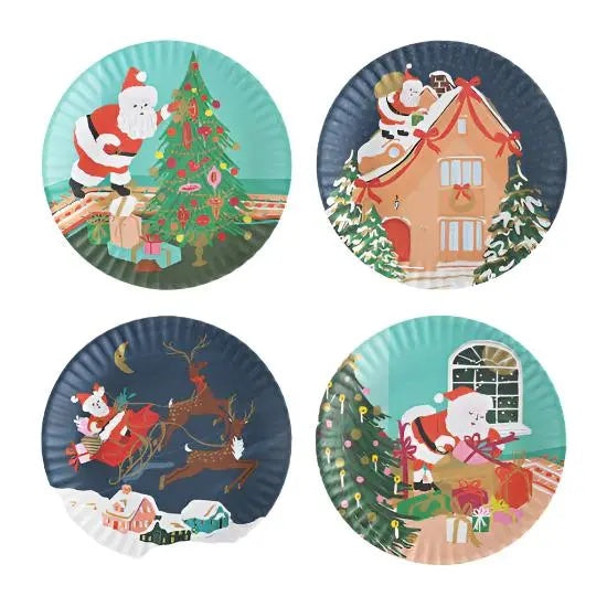 Santa Melamine Plates, Set of 4