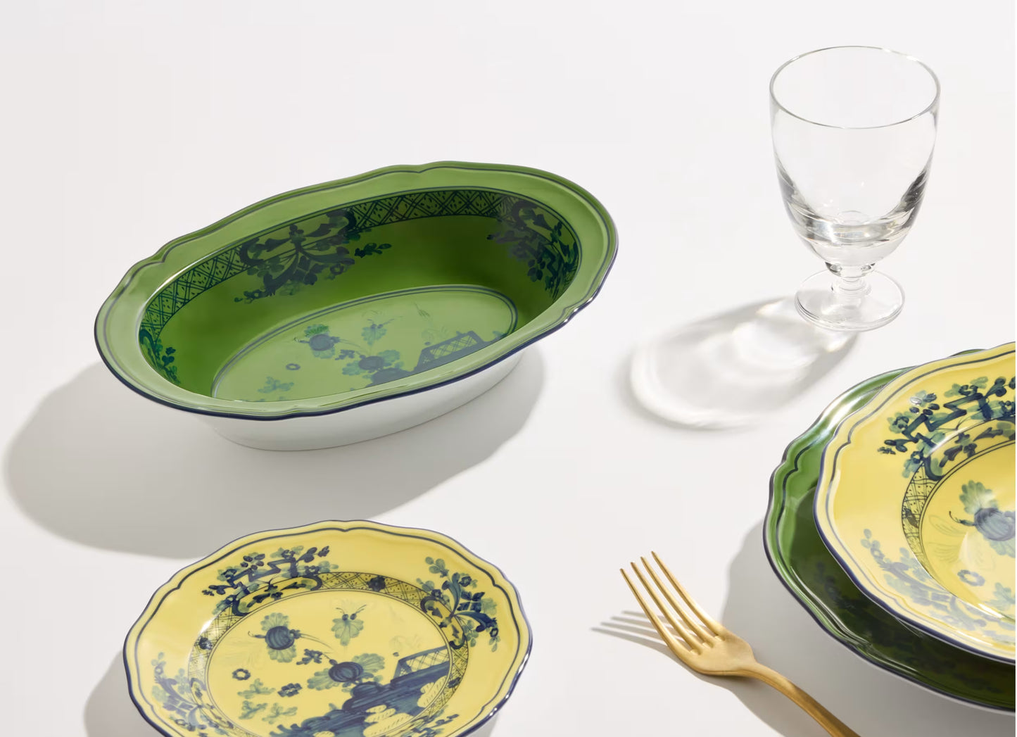 Oriente Italiano Malachite Oval Bowl by Ginori 1735