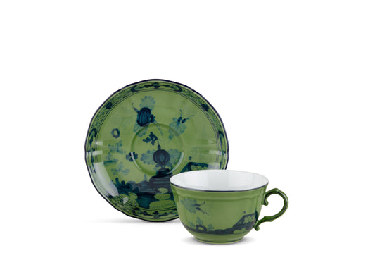 Oriente Italiano Malachite Tea Cup & Saucer by Ginori 1735