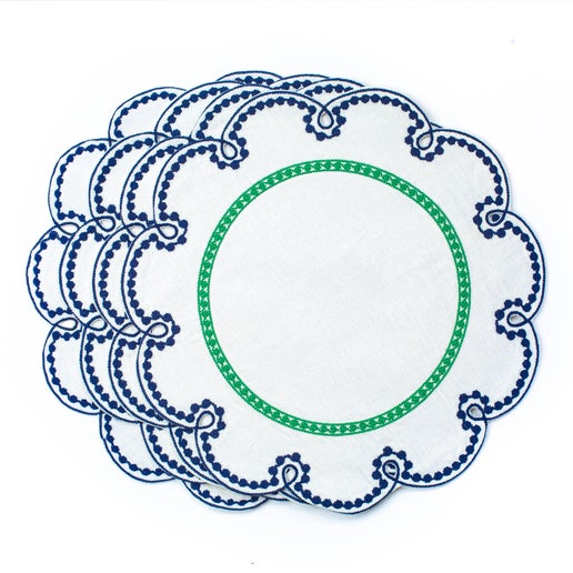 Fête Embroidered Linen Placemats S/4