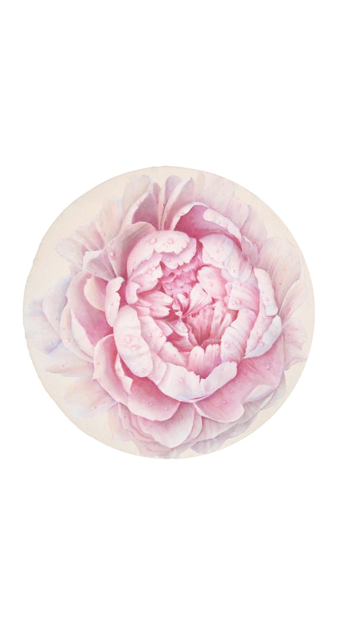 Pink Painted Peony Round Linen Tablecloth