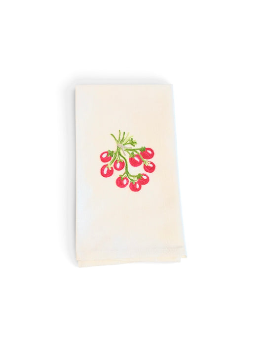 Tomato- Embroidered Italian Tea Towel