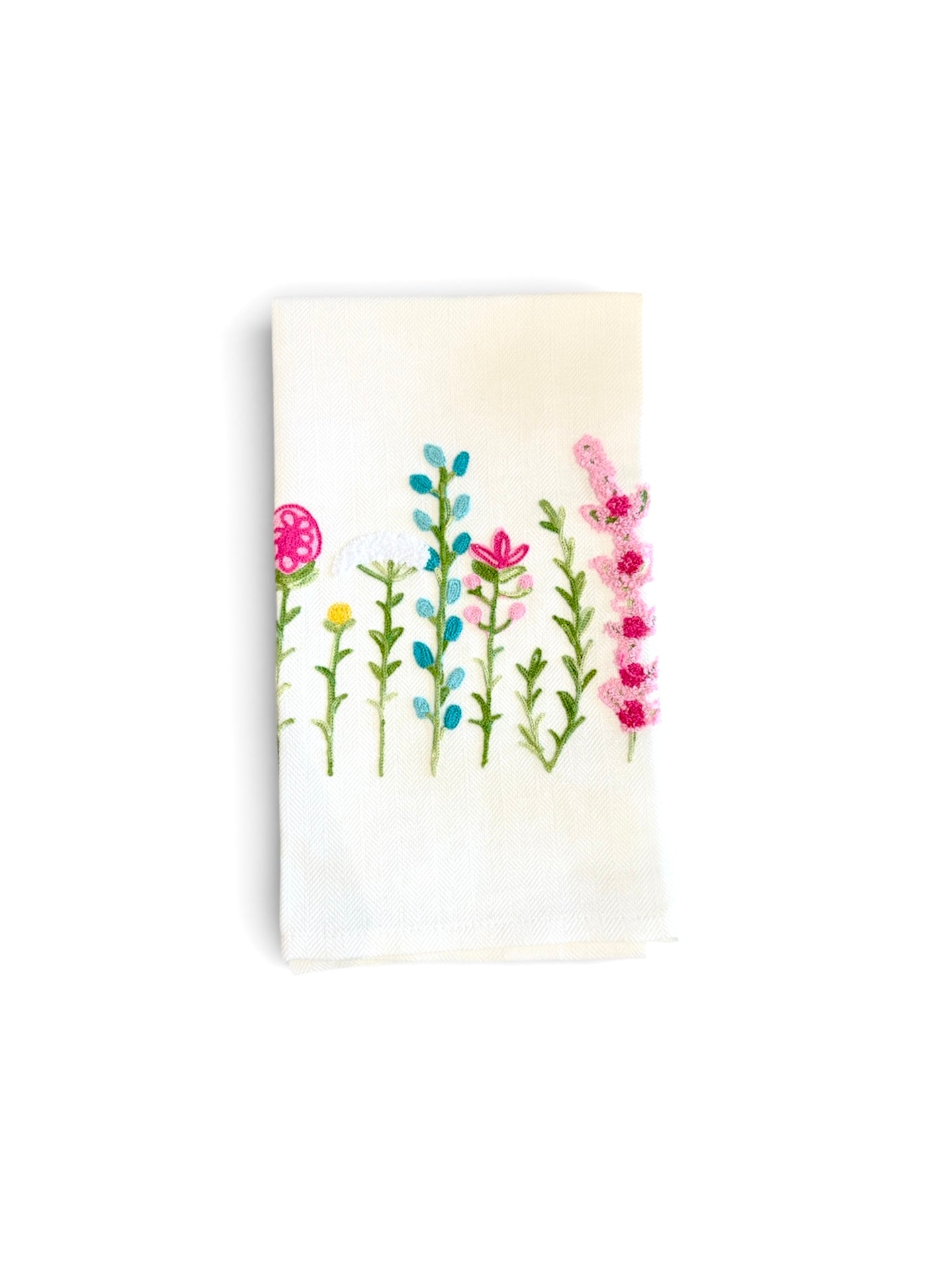 Flowery Meadow- Embroidered Italian Tea Towel