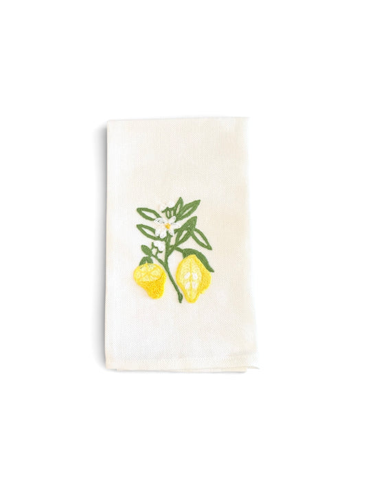 Lemons- Embroidered Italian Tea Towel