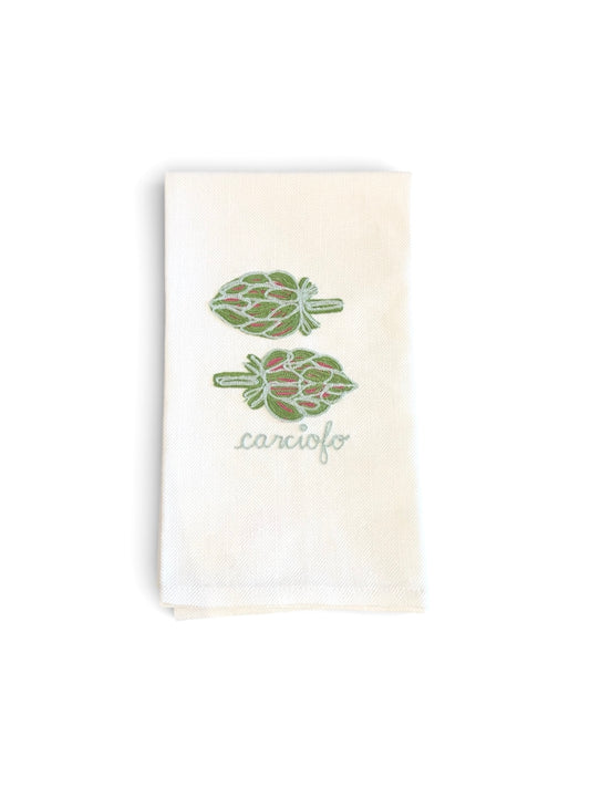 Artichoke- Embroidered Italian Tea Towel