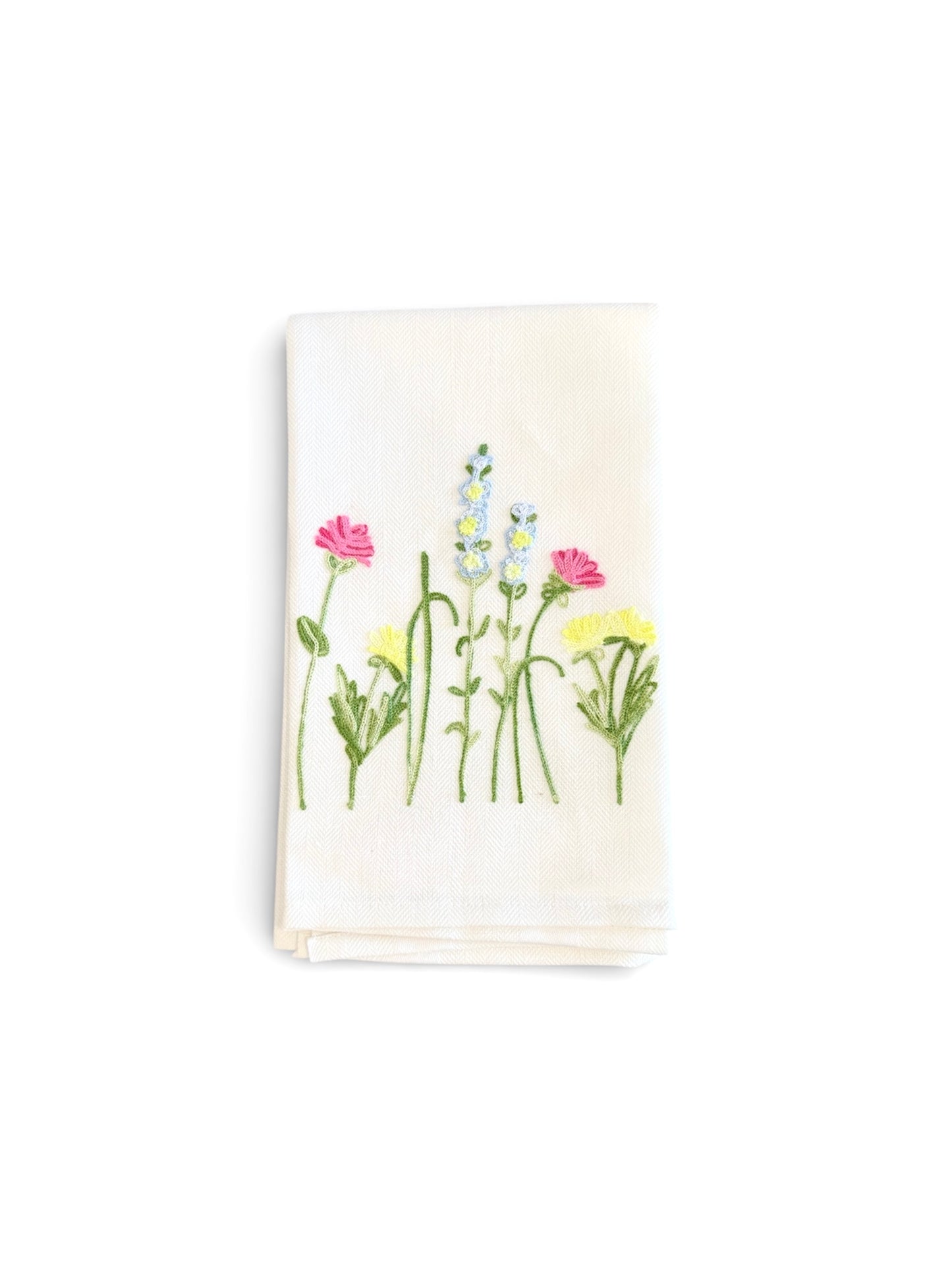 Wildflower- Embroidered Italian Tea Towel