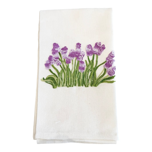Lavender- Embroidered Italian Tea Towel