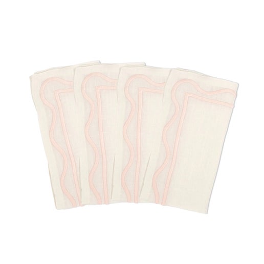 Pink Colorblock Linen Napkins S/4