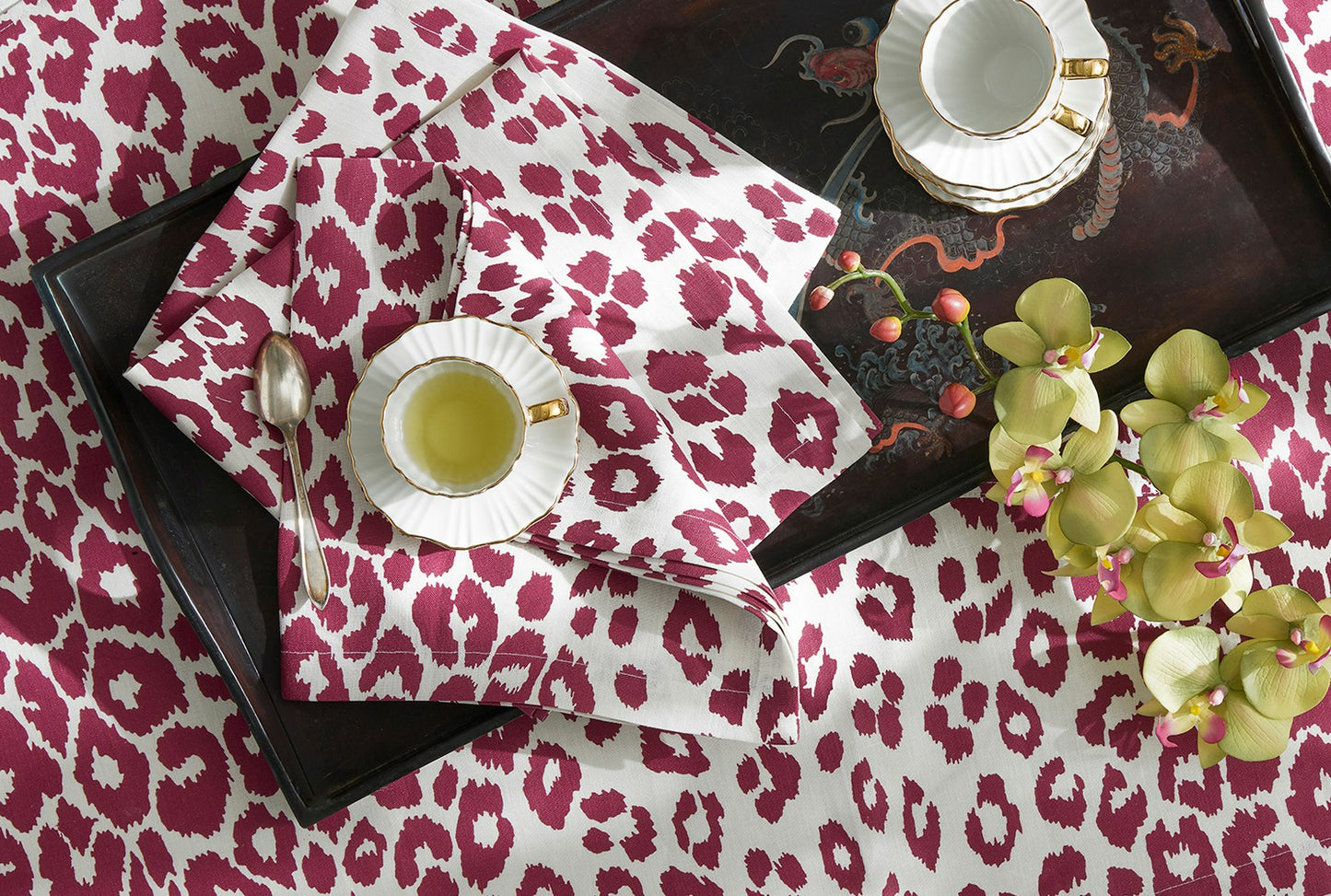 Iconic Leopard Placemat - Crimson