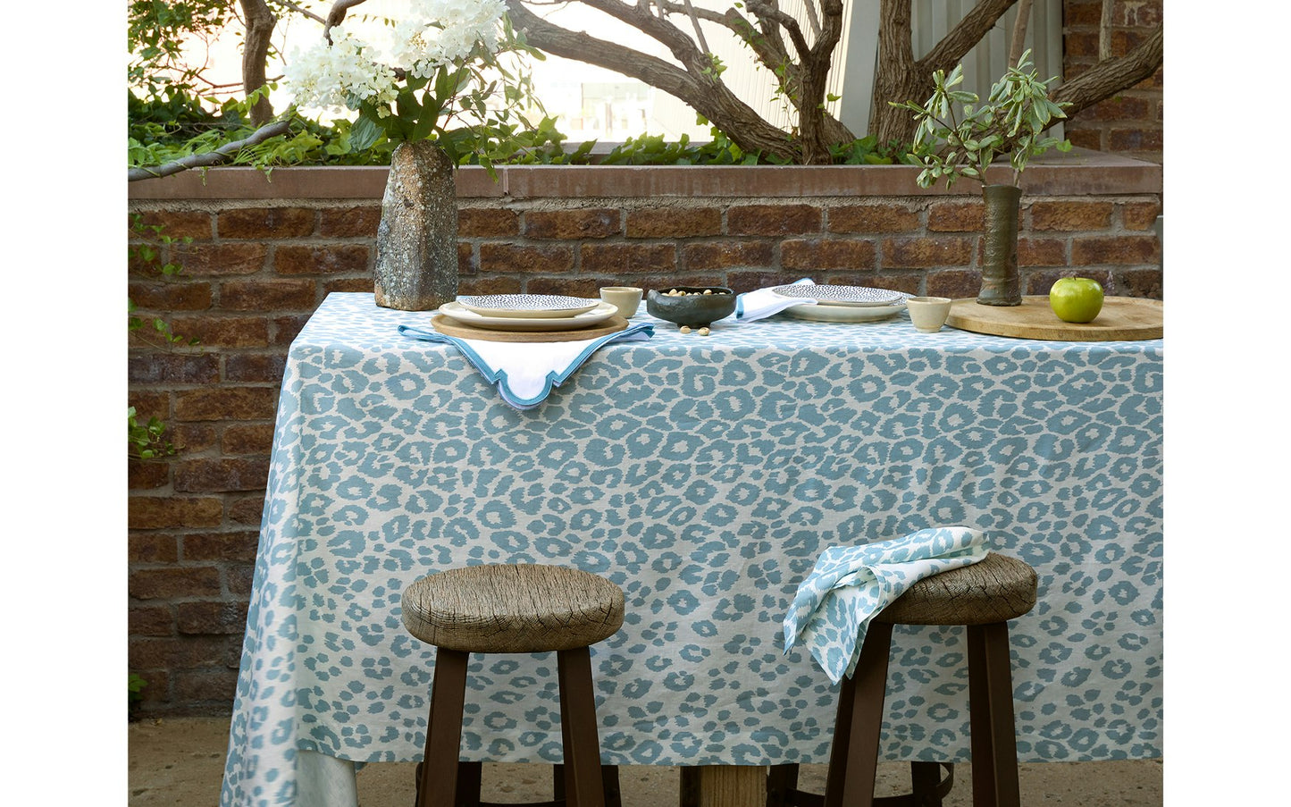 Iconic Leopard Tablecloth - Sky