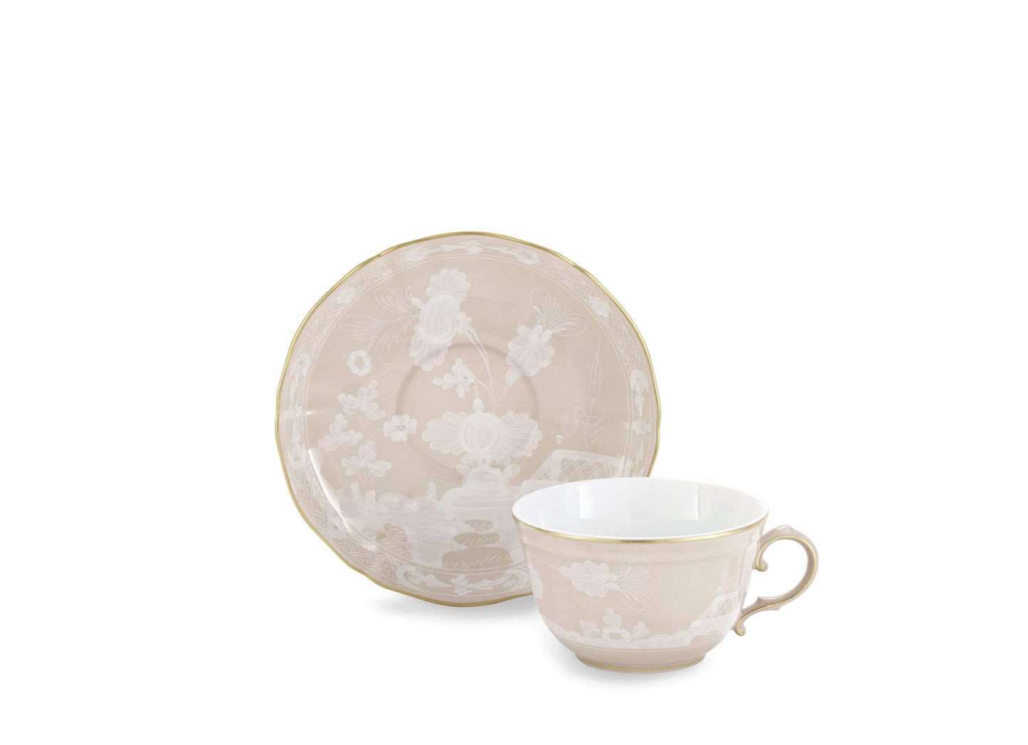 Oriente Italiano Meringa Tea Cup & Saucer by Ginori 1735