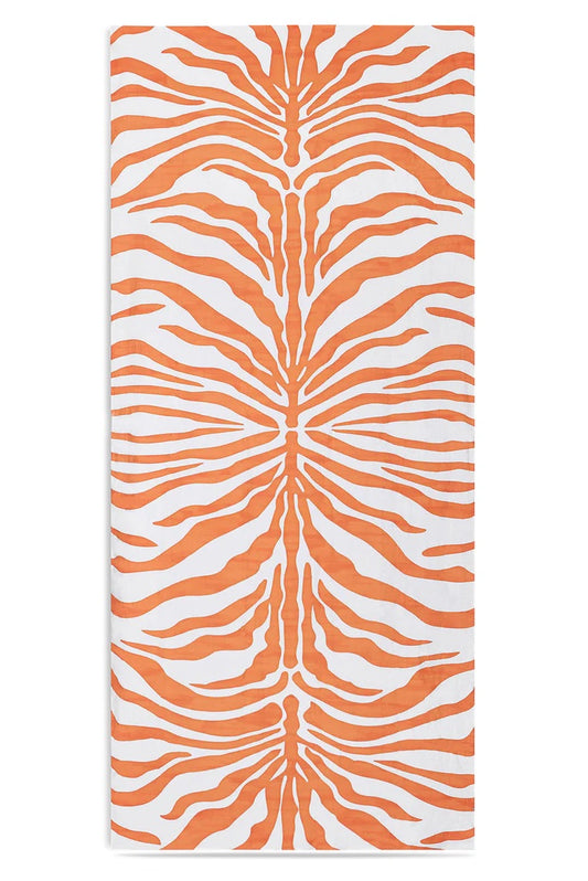 Orange Zebra Linen Tablecloth 65x118"