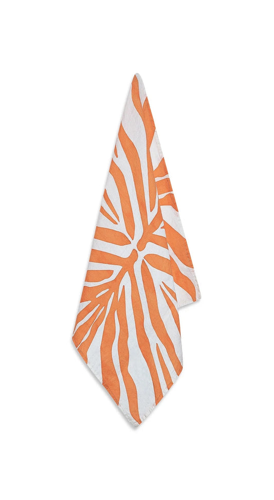 Set of 6 Orange Zebra Linen Napkins