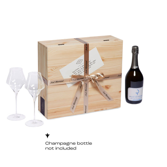 Wedding Box Gift Set With Two Champagne Glasses